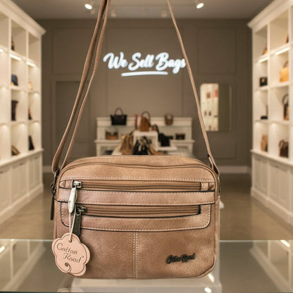 Cotton Road Sling Bag: KHAKI PU Leather Sling Bag lifestyle