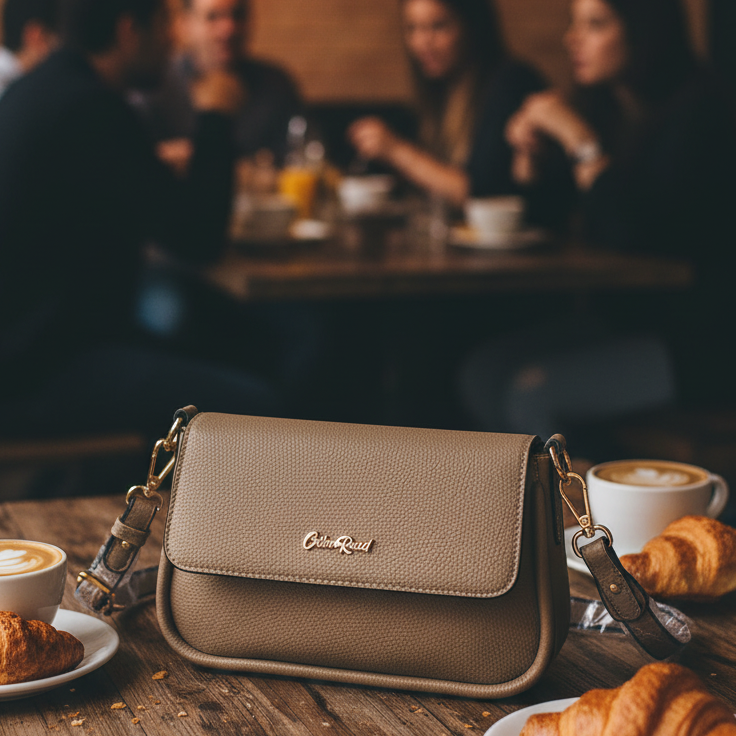 Cotton Road Sling Bag: KHAKI PU Leather with Shoulder Strap LIFESTYLE