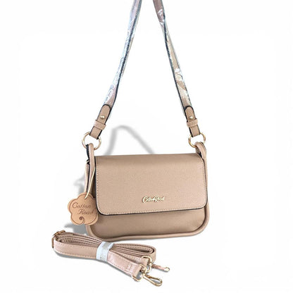 Cotton Road Sling Bag: KHAKI PU Leather with Shoulder Strap SET VIEW