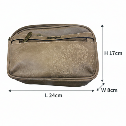  Cotton Road Sling Bag: KHAKI Protea PU Leather Crossbody Bag with Branded Strap SIZE
