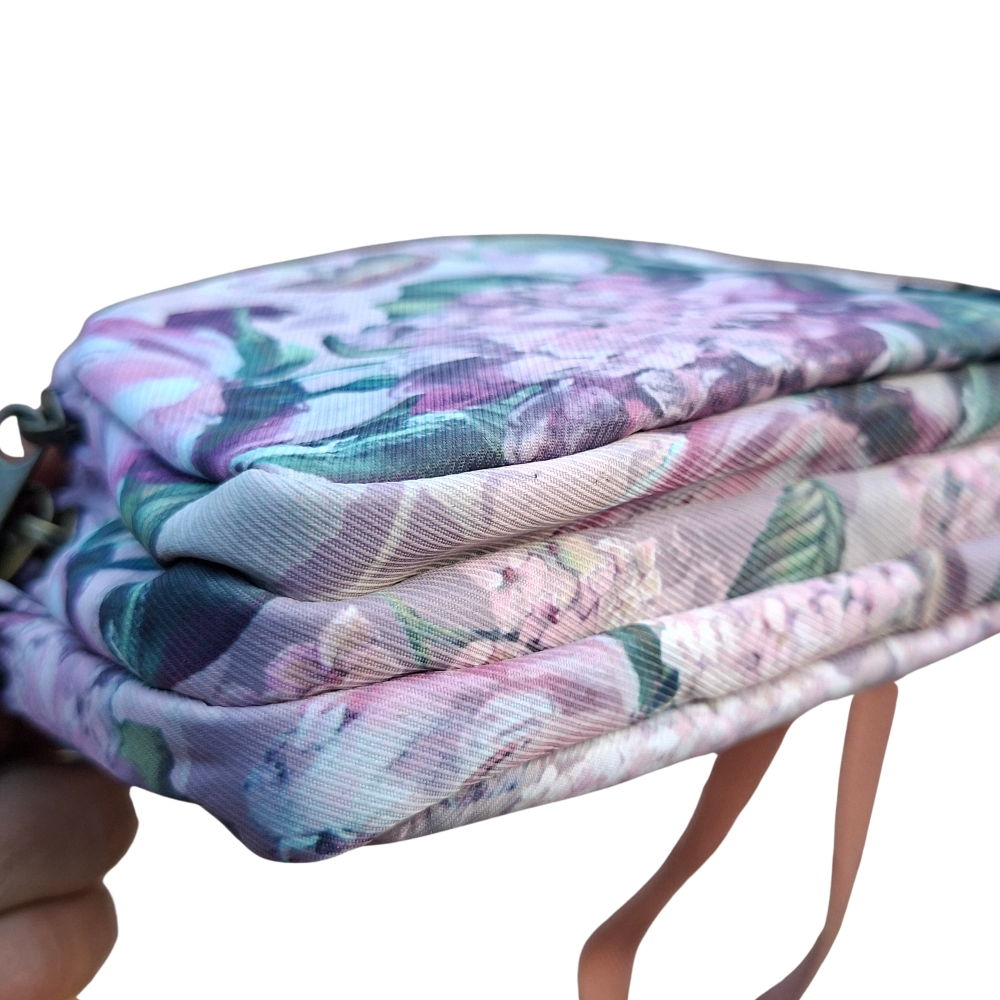 Cotton Road Sling Bag: LILAC FLORAL Canvas Mini Sling Bag bottom