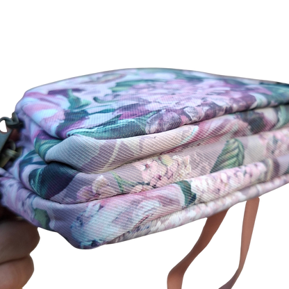 Cotton Road Sling Bag: LILAC FLORAL Canvas Mini Sling Bag bottom