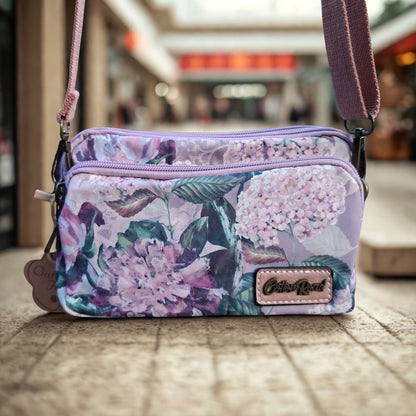 Cotton Road Sling Bag: LILAC FLORAL Canvas Mini Sling Bag hero