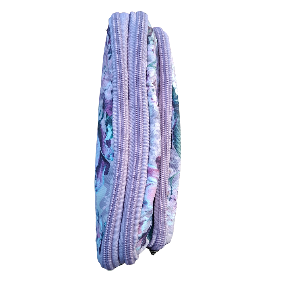 Cotton Road Sling Bag: LILAC FLORAL Canvas Mini Sling Bag top view