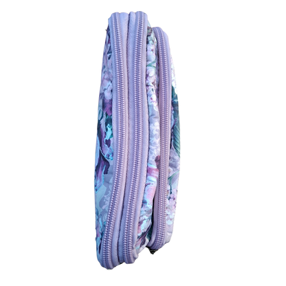 Cotton Road Sling Bag: LILAC FLORAL Canvas Mini Sling Bag top view