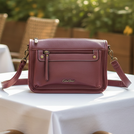 Cotton Road Sling Bag: MAROON PU Leather with Adjustable Strap HERO VIEW