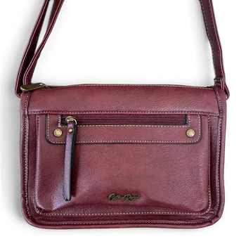 Cotton Road Sling Bag: MAROON PU Leather with Adjustable Strap front