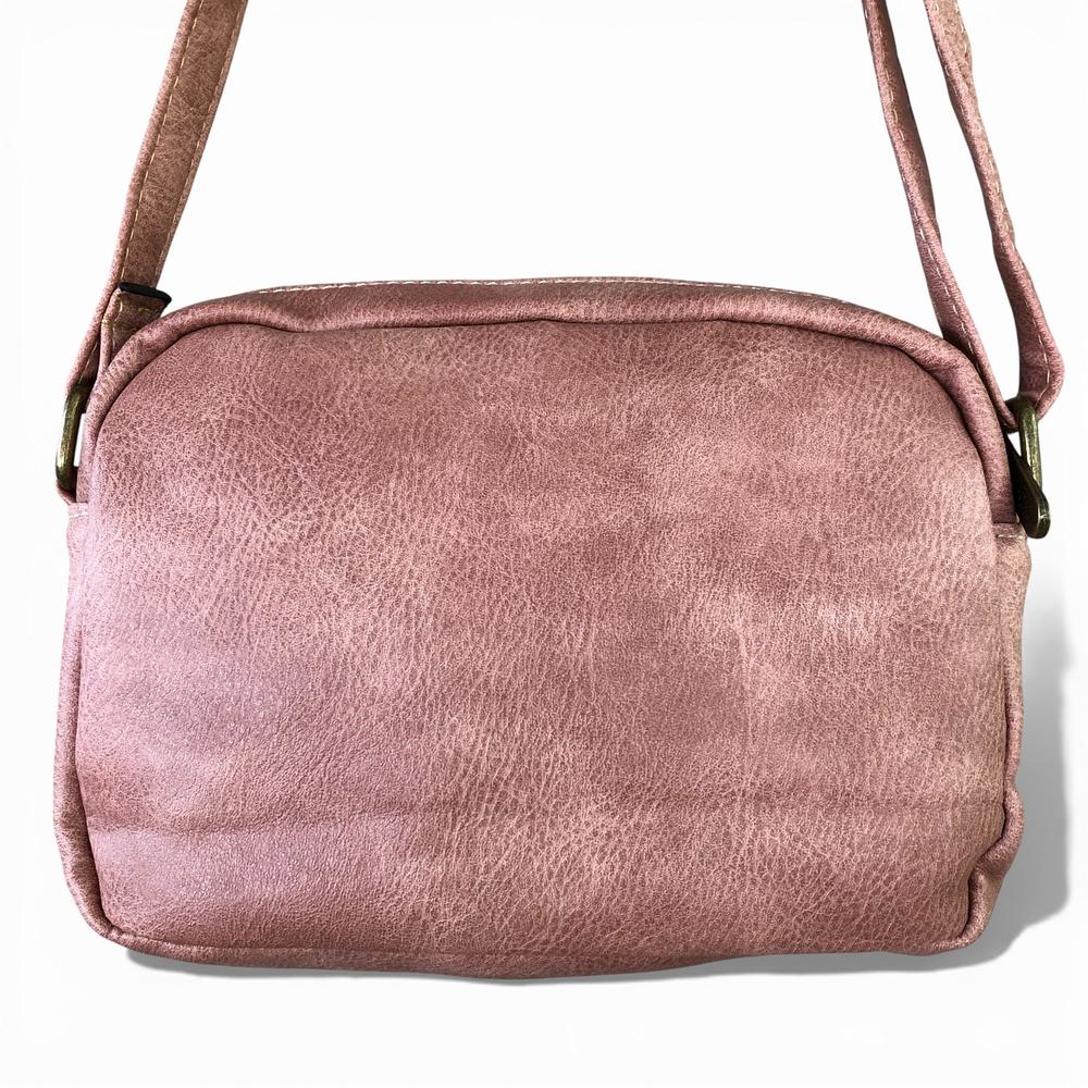 Cotton Road Sling Bag: PINK PU Leather Sling Bag back view