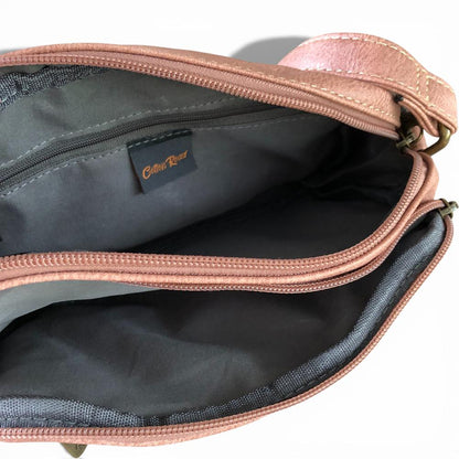 Cotton Road Sling Bag: PINK PU Leather Sling Bag open