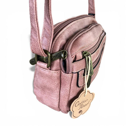 Cotton Road Sling Bag: PINK PU Leather Sling Bag side view