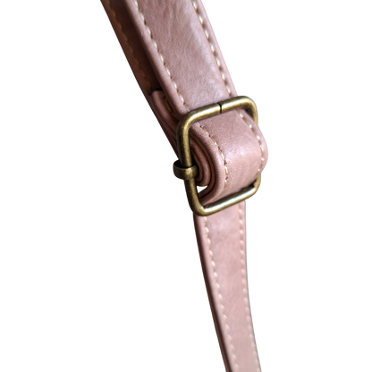 Cotton Road Sling Bag: PINK PU Leather with Metal Zips STRAP