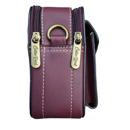 Cotton Road Sling Bag: RED VINE Embossed PU Leather Crossbody bag SIDE DETAIL