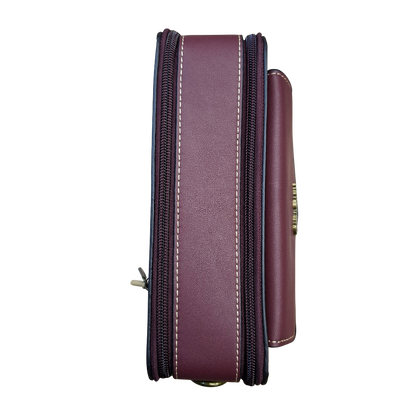 Cotton Road Sling Bag: RED VINE Embossed PU Leather Crossbody bag TOP CLOSED