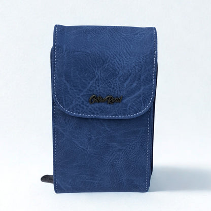 Cotton Road Sling Wallet: BLUE PU Leather Vertical Cellphone Sling FRONT