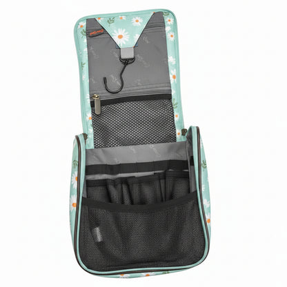 Cotton Road Toiletry Bag: BLUE PVC Hanging Vanity Bag with DAISIES