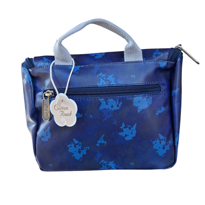 Cotton Road Toiletry Bag: BLUE PVC Kids Hanging Vanity Bag With Camo Print BACK