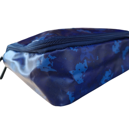 Cotton Road Toiletry Bag: BLUE PVC Kids Hanging Vanity Bag With Camo Print BOTTOM