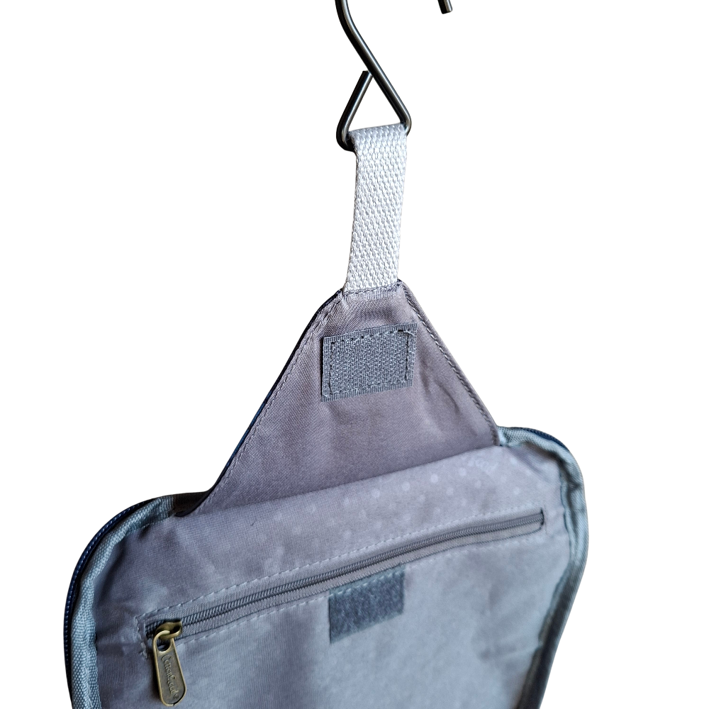 Cotton Road Toiletry Bag: BLUE PVC Kids Hanging Vanity Bag With Camo Print HANGING HOOK