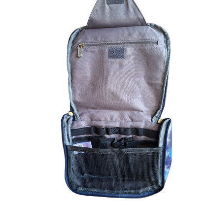 Cotton Road Toiletry Bag: BLUE PVC Kids Hanging Vanity Bag With Camo Print INSIDE OPEN POCKETS