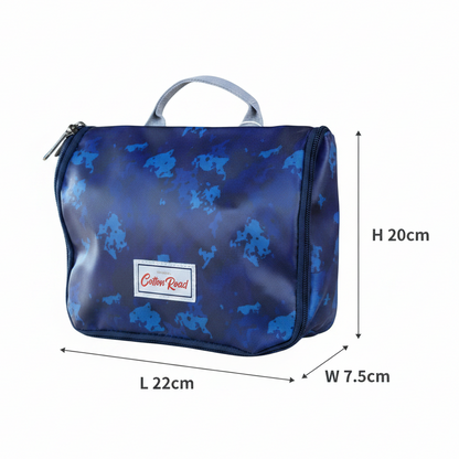 Cotton Road Toiletry Bag: BLUE PVC Kids Hanging Vanity Bag With Camo Print SIZE