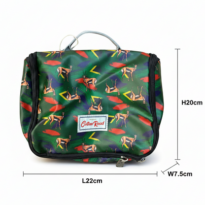 Cotton Road Toiletry Bag: DARK GREEN SPRINGBOK KIDS PVC Hanging Vanity Bag