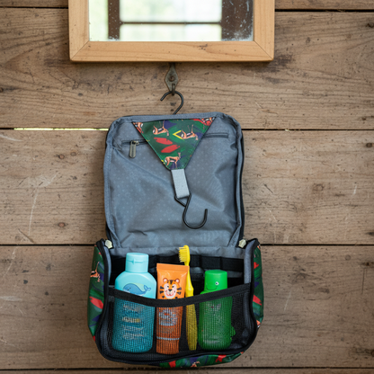 Cotton Road Toiletry Bag: DARK GREEN SPRINGBOK KIDS PVC Hanging Vanity Bag HERO