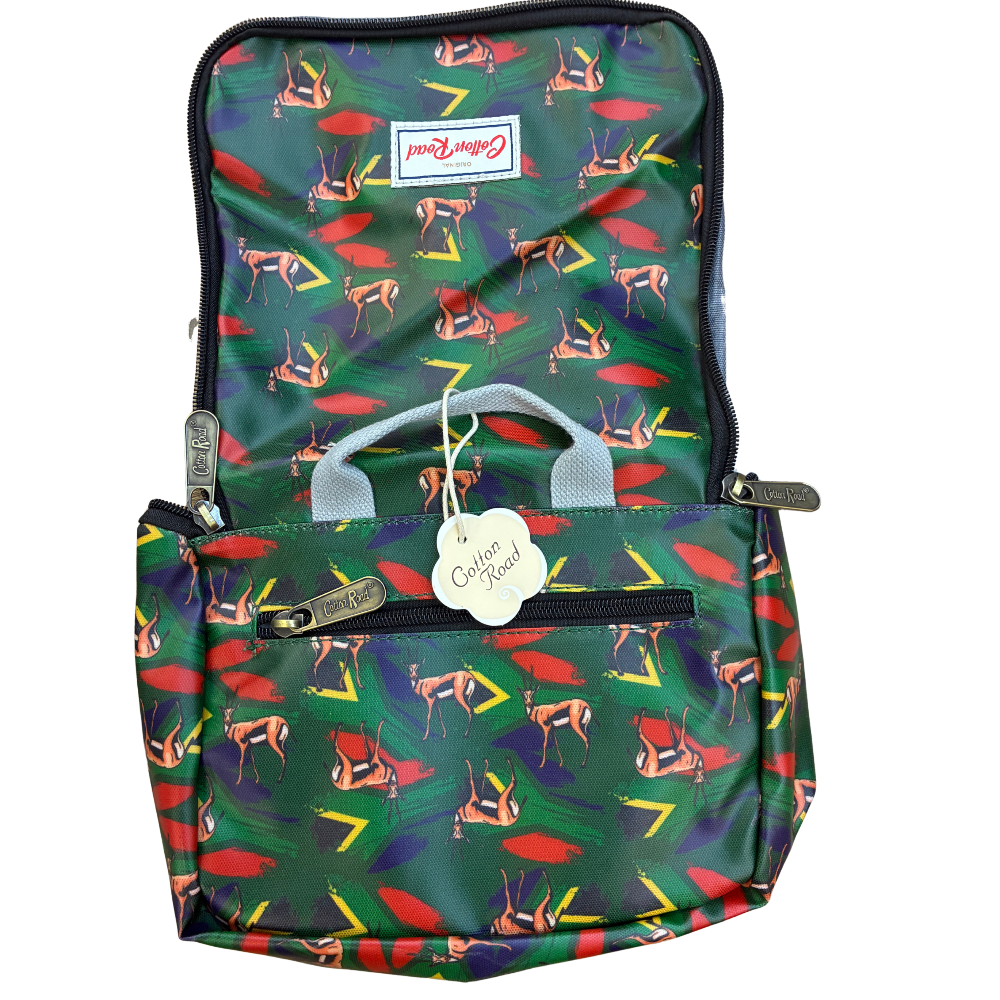 Cotton Road Toiletry Bag: DARK GREEN SPRINGBOK KIDS PVC Hanging Vanity Bag OUTER