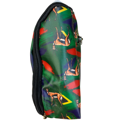 Cotton Road Toiletry Bag: DARK GREEN SPRINGBOK KIDS PVC Hanging Vanity Bag SIDE VIEW CLOSED