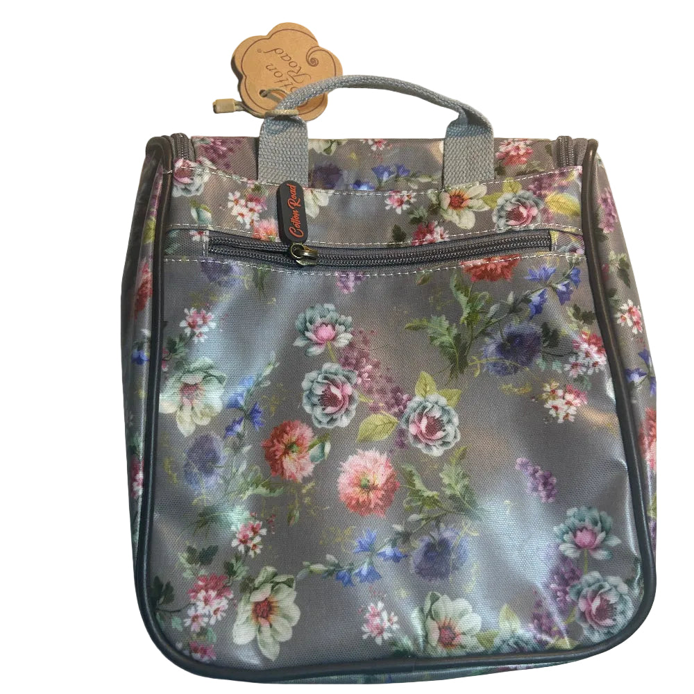 Cotton Road Toiletry Bag: MAUVE FLORAL PVC Hanging Vanity Bag BACK