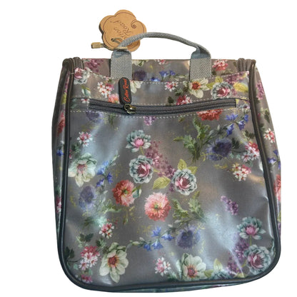 Cotton Road Toiletry Bag: MAUVE FLORAL PVC Hanging Vanity Bag BACK