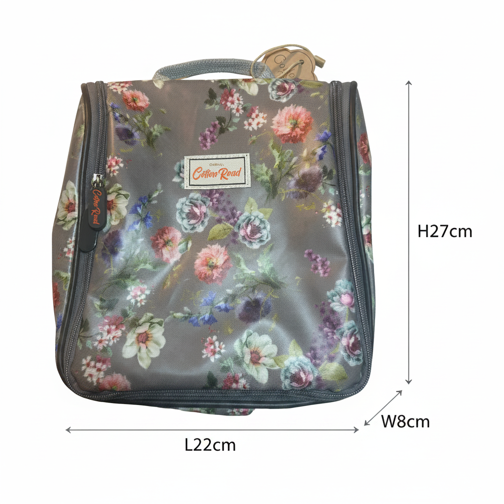 Cotton Road Toiletry Bag: MAUVE FLORAL PVC Hanging Vanity Bag