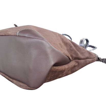 Cotton Road Tote Bag: DARK COFFEE BROWN Matte Suede Shopper Bag BOTTOM