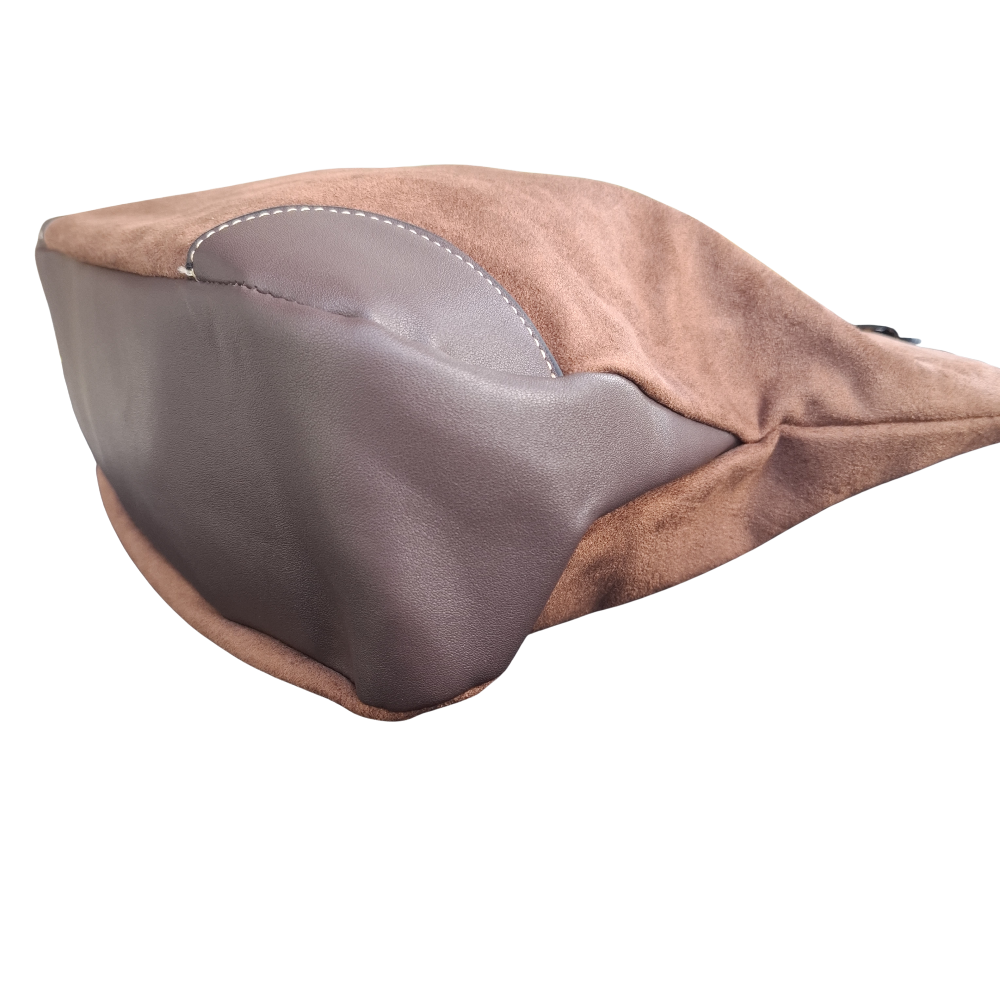 Cotton Road Tote Bag: LIGHT COFFEE BROWN Matte Suede Shopper Bag BOTTOM
