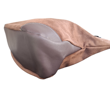 Cotton Road Tote Bag: LIGHT COFFEE BROWN Matte Suede Shopper Bag BOTTOM