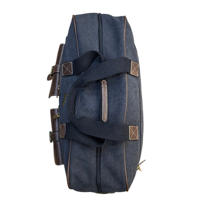 Cotton Road Travel Bag: BLACK Canvas bag with PU Leather Trim TOP
