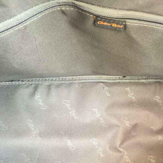 Cotton Road Travel Bag: DARK GREY Overnight Bag with IVORY FLOWERS INTERIOR
