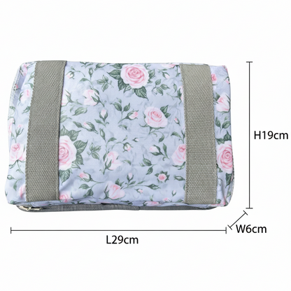 Cotton Road Travel Bag: GREY PVC Foldaway WEEKENDER Bag with Roses FOLDED SIZED