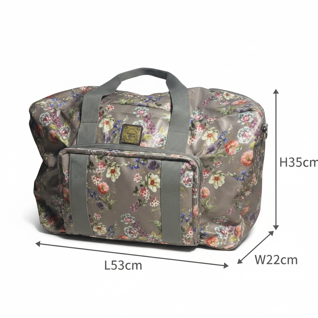 Cotton Road Travel Bag: MAUVE PVC Floral Foldaway WEEKENDER Bag