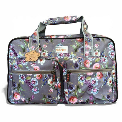 Cotton Road Travel Bag: MAUVE PVC Overnight Bag with FLOWERS FRONT