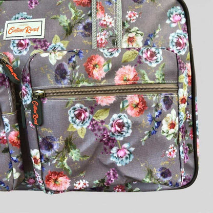 Cotton Road Travel Bag: MAUVE PVC Overnight Bag with FLOWERS FRONT POCKET