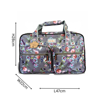 Cotton Road Travel Bag: MAUVE PVC Overnight Bag with FLOWERS SIZE
