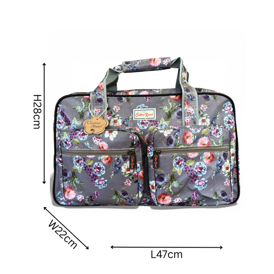 Cotton Road Travel Bag: MAUVE PVC Overnight Bag with FLOWERS SIZE