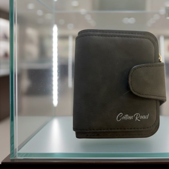 Cotton Road Wallet: BLACK/GREY Medium PU Leather Wallet