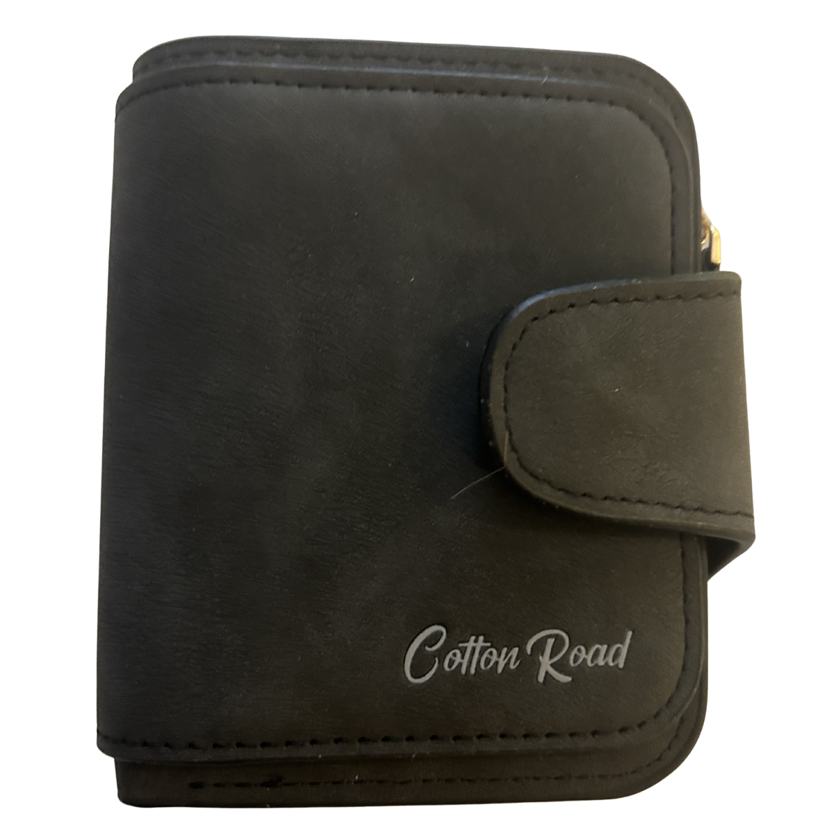 Cotton Road Wallet: BLACK/GREY Medium PU Leather Wallet FRONT
