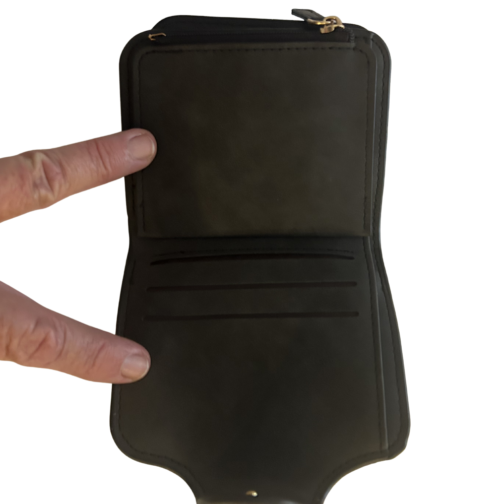 Cotton Road Wallet: BLACK/GREY Medium PU Leather Wallet INSIDE