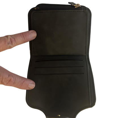 Cotton Road Wallet: BLACK/GREY Medium PU Leather Wallet INSIDE