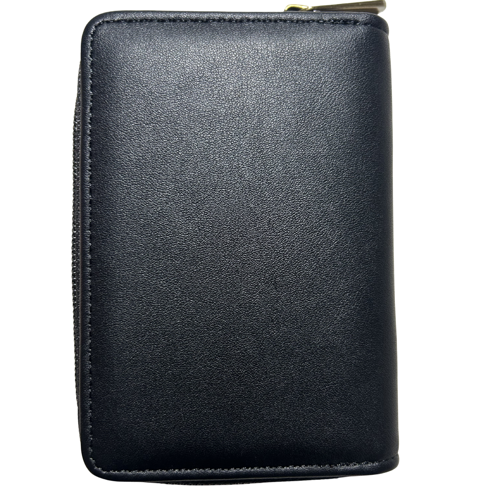 Cotton Road Wallet: BLACK Medium PU Leather Wallet with DARK GREY clip cover BACK
