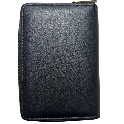 Cotton Road Wallet: BLACK Medium PU Leather Wallet with DARK GREY clip cover BACK