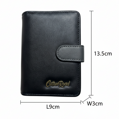 Cotton Road Wallet: BLACK Medium PU Leather Wallet with DARK GREY clip cover SIZED