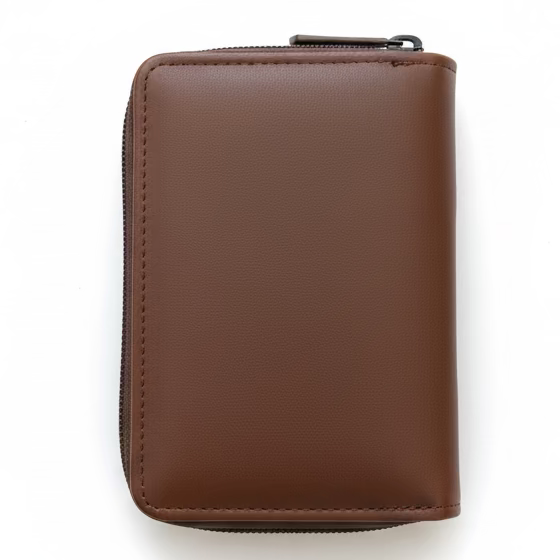 Cotton Road Wallet: BROWN Medium PU Leather Wallet with DARK BROWN clip cover back